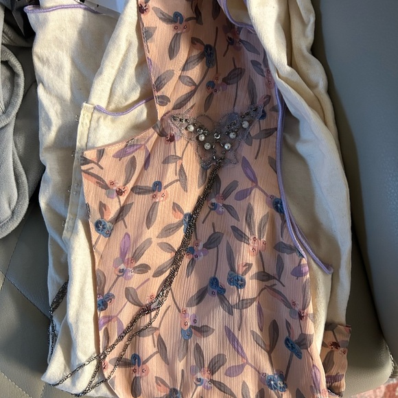 Anna Sui small embellished cream colored top with colored accents - Picture 3 of 6